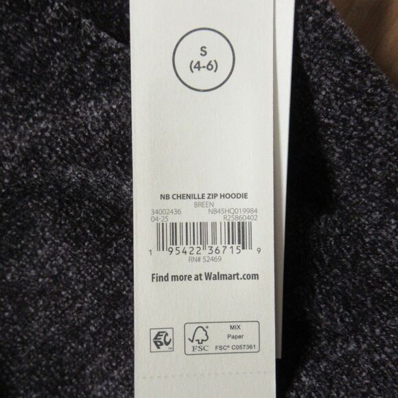 Chenille Y2K Vibe Zip Cropped Sweater Hoodie Sz S Breen Chocolate Coffee Brn NWT - Picture 6 of 11